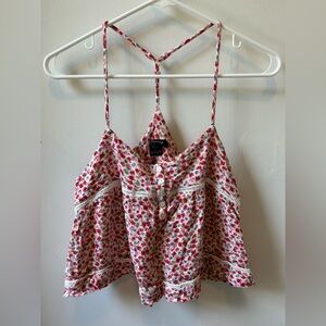 Timing Red Floral Button-Front Camisole
